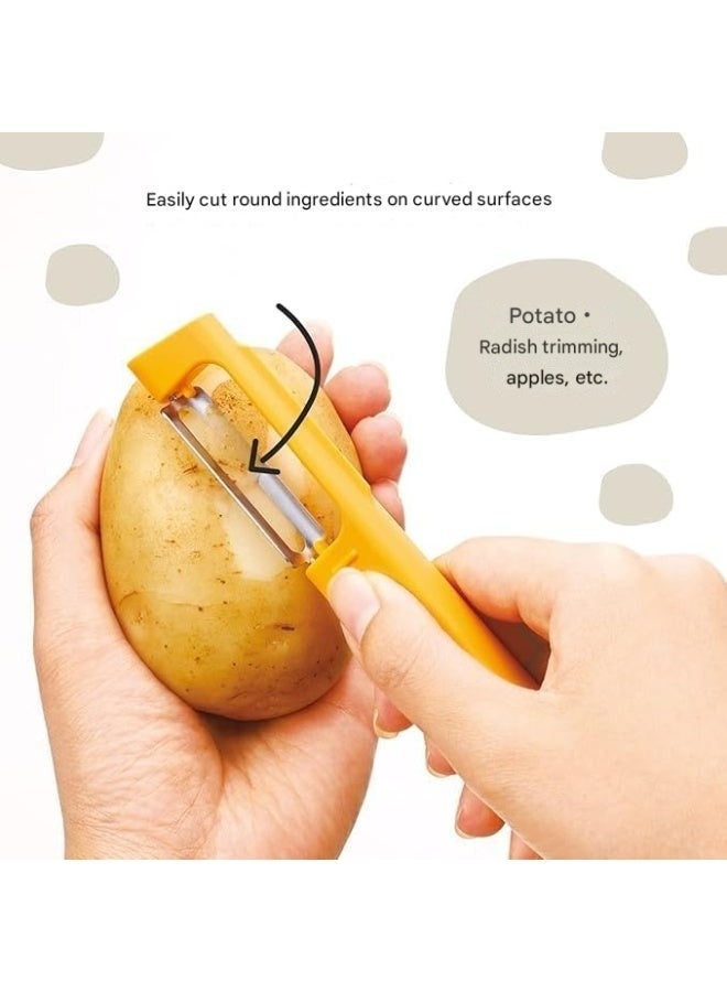 مقشرة خضراوات وفواكه عمودية متعددة الأغراض - تصميم ياباني بقاعدة قائمة بذاتها، شفرة حادة للغاية من الفولاذ المقاوم للصدأ 30CR13، مقبض مريح مانع للانزلاق، مزيل عيون البطاطس مدمج - Image 5